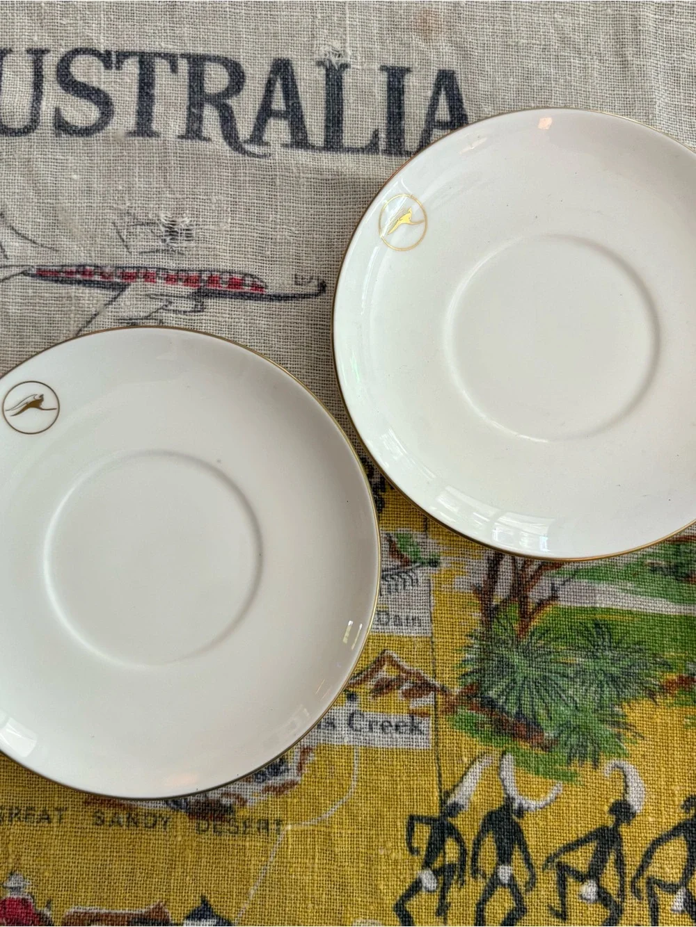 70’s Australian Airlines Collectable Wedgwood Qantas  Set of 2 Espresso Cups